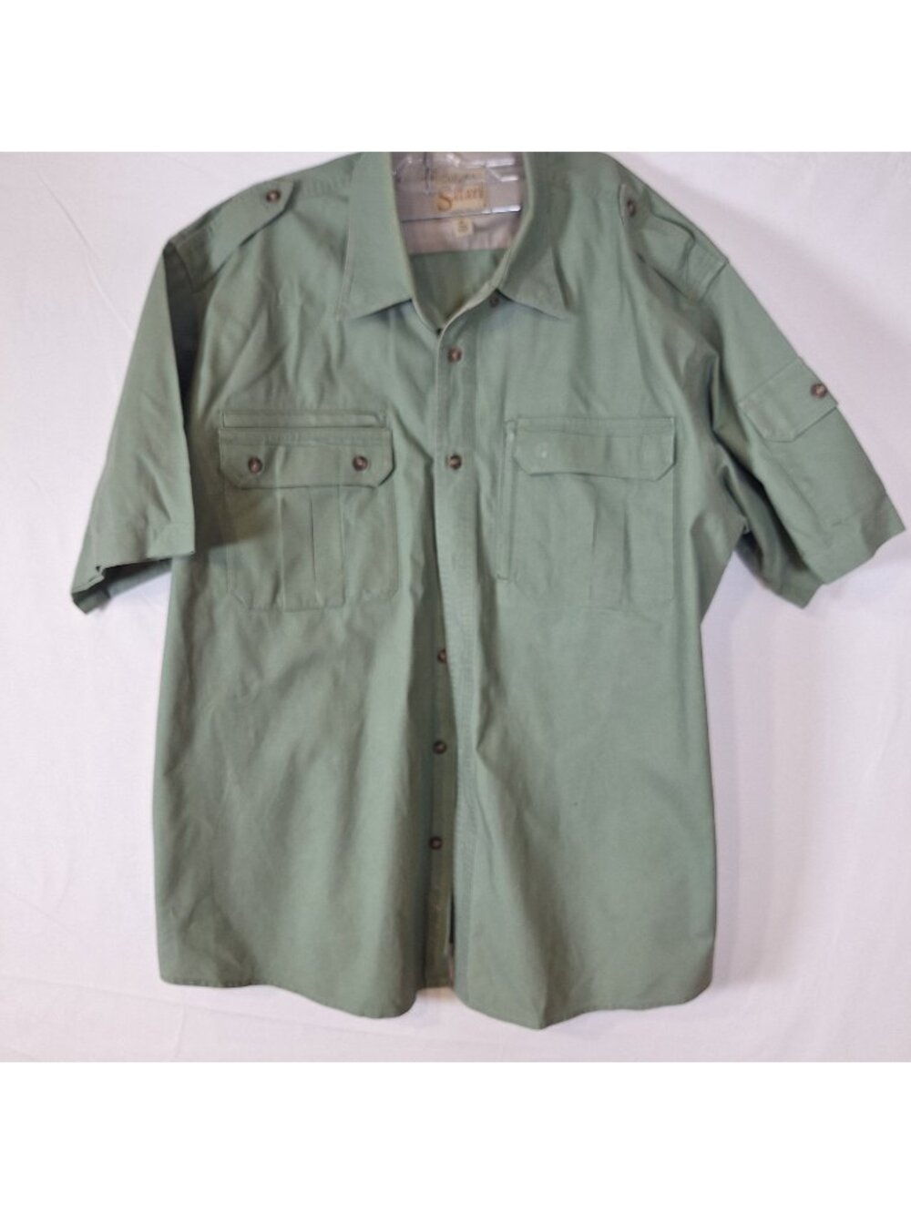 Cabela's Safari Series Short Sleeve Button Down Shirt 100% Cotton size XL